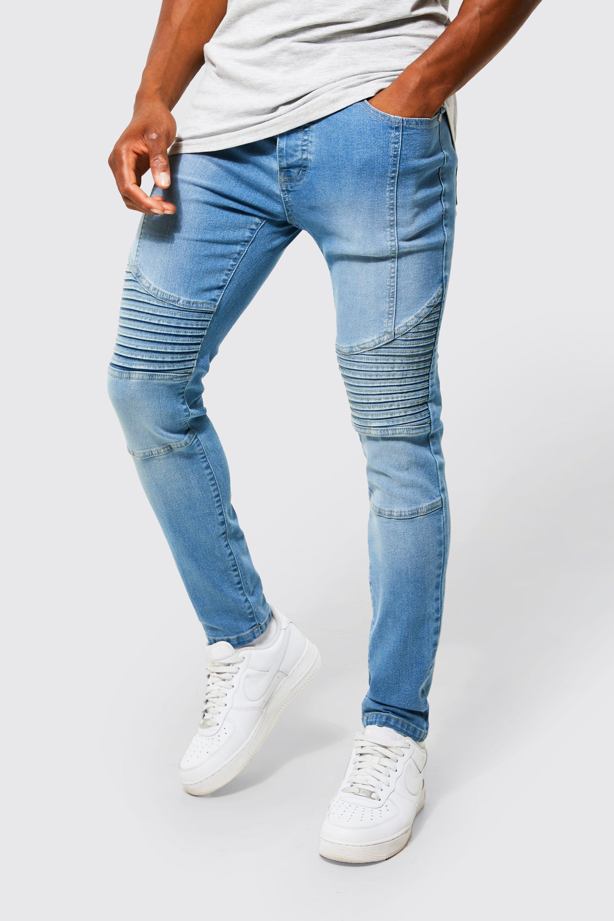 Mens skinny clearance stretch biker jeans